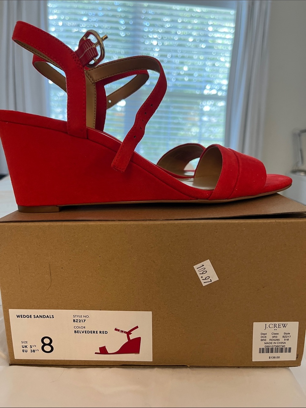 J. Crew Red Suede Wedge Sandals